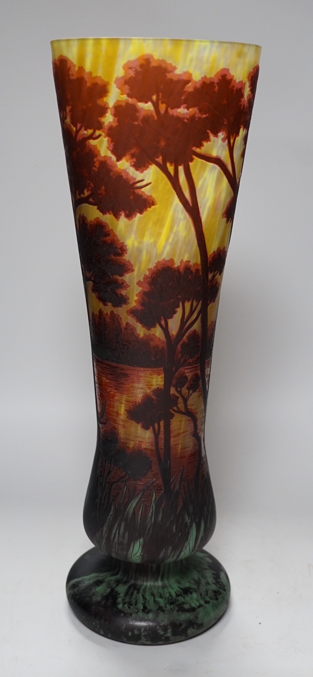 A large Gallé style cameo glass vase, 46cm